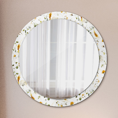 Round mirror decor Field flowers