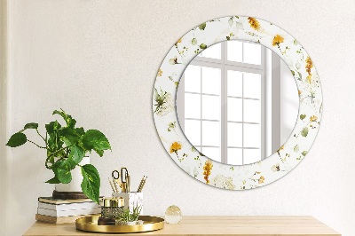 Round mirror decor Field flowers