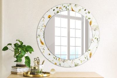 Round mirror decor Field flowers