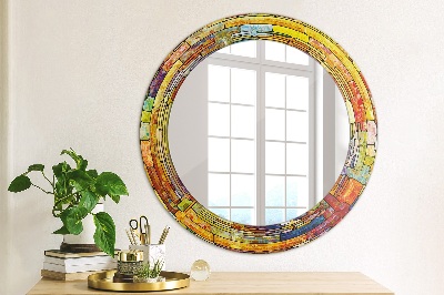 Round mirror decor Colorful stained glass