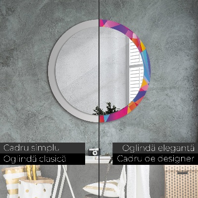 Round mirror printed frame Geometric composition