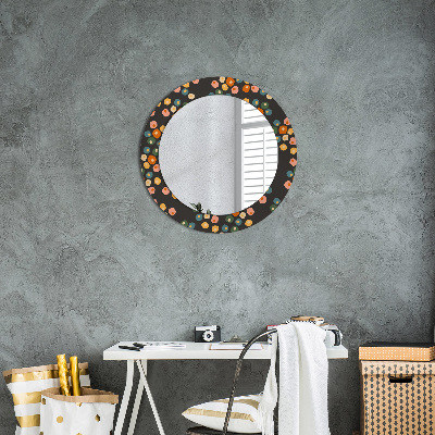 Round mirror printed frame Flower dots