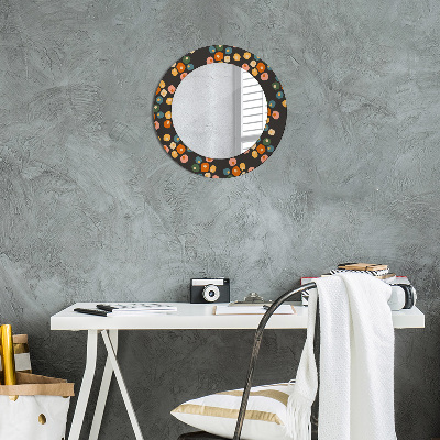 Round mirror printed frame Flower dots