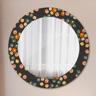 Round mirror printed frame Flower dots