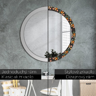 Round mirror printed frame Flower dots