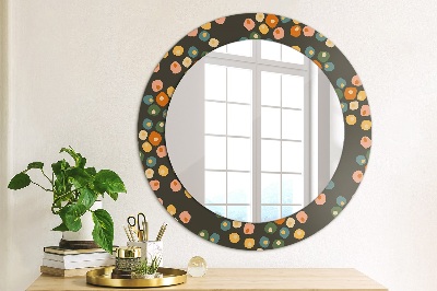 Round mirror printed frame Flower dots