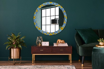 Round mirror decor Geometric sunflowers