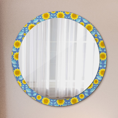 Round mirror decor Geometric sunflowers