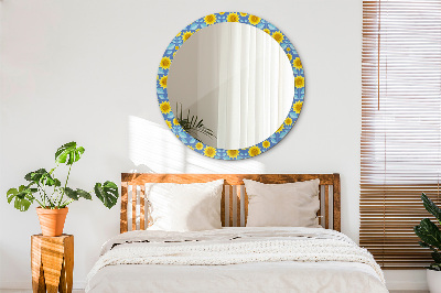 Round mirror decor Geometric sunflowers