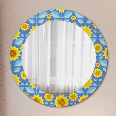 Round mirror decor Geometric sunflowers