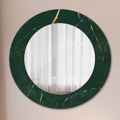 Round mirror decor Delicate golden leaves
