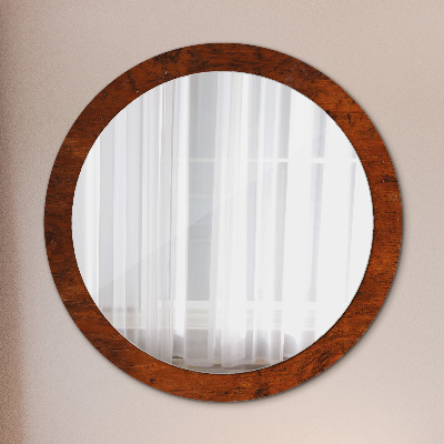 Round decorative wall mirror Natural wood