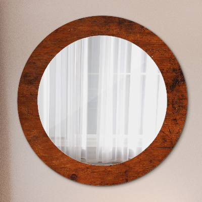 Round decorative wall mirror Natural wood