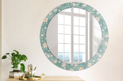 Round decorative wall mirror Floral pattern