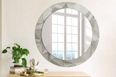 Round mirror printed frame Abstract white crystal