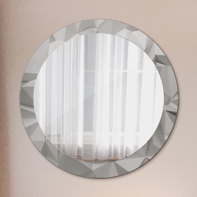 Round mirror printed frame Abstract white crystal