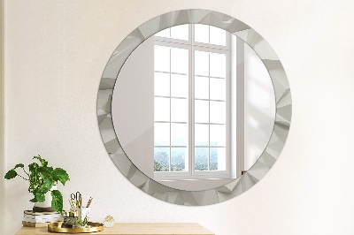 Round mirror printed frame Abstract white crystal