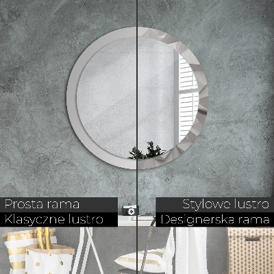 Round mirror printed frame Abstract white crystal