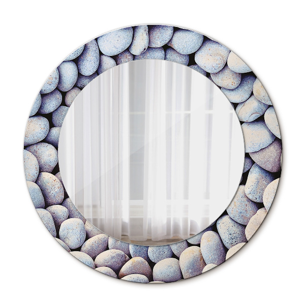 Round mirror printed frame Sea stones circle