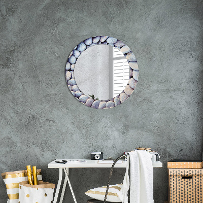 Round mirror printed frame Sea stones circle