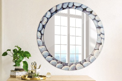 Round mirror printed frame Sea stones circle