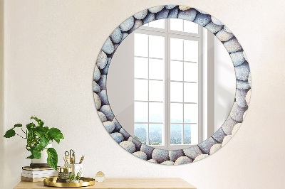 Round mirror printed frame Sea stones circle