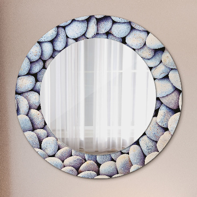 Round mirror printed frame Sea stones circle