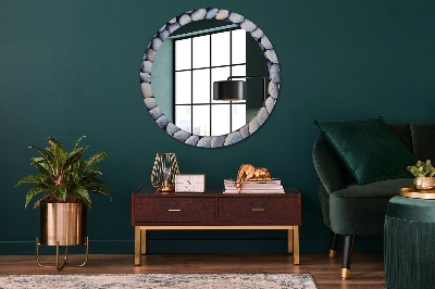 Round mirror printed frame Sea stones circle