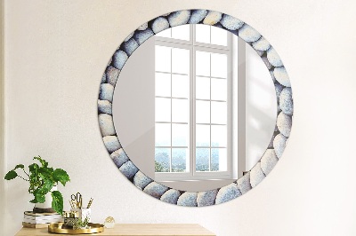 Round mirror printed frame Sea stones circle