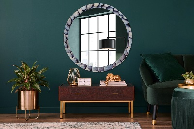 Round mirror printed frame Sea stones circle