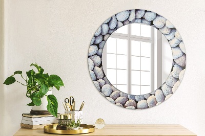 Round mirror printed frame Sea stones circle