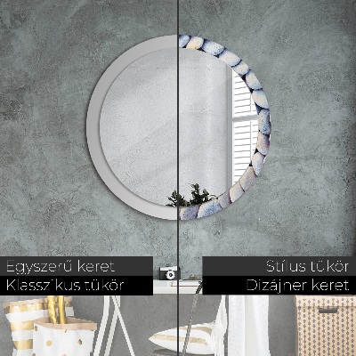 Round mirror printed frame Sea stones circle