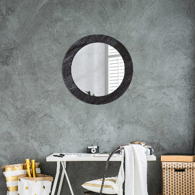 Round mirror printed frame Black stone