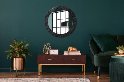 Round mirror printed frame Black stone