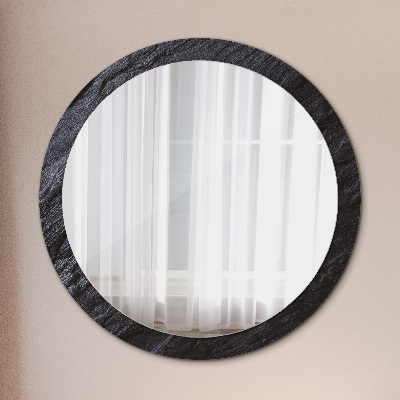 Round mirror printed frame Black stone