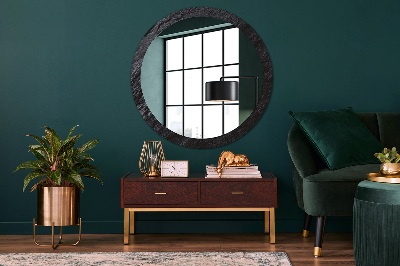 Round mirror printed frame Black stone