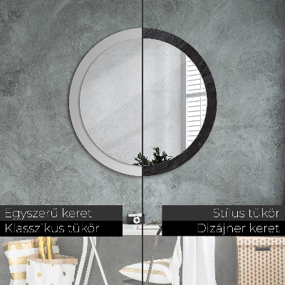 Round mirror printed frame Black stone