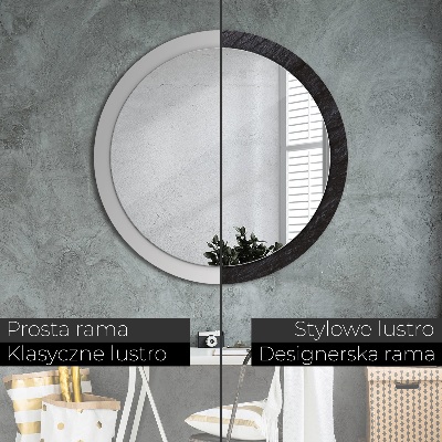 Round mirror printed frame Black stone