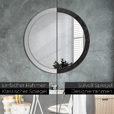 Round mirror printed frame Black stone