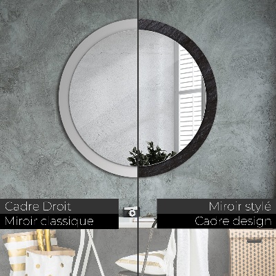 Round mirror printed frame Black stone