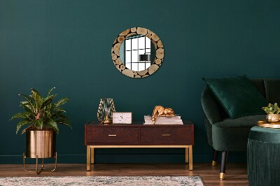 Round decorative wall mirror Wood logs