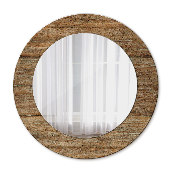 Round mirror decor Old wood