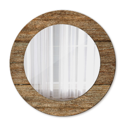 Round mirror decor Old wood