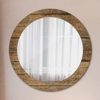 Round mirror decor Old wood