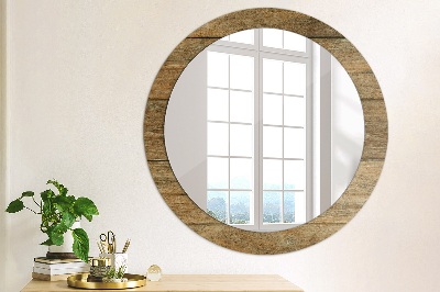 Round mirror decor Old wood