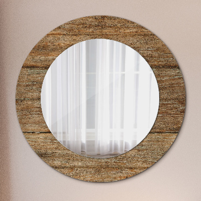 Round mirror decor Old wood