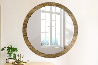 Round mirror decor Old wood