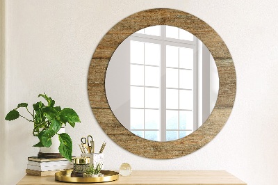 Round mirror decor Old wood