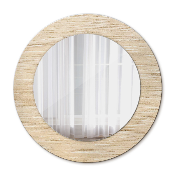 Round mirror decor Light wood