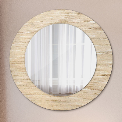 Round mirror decor Light wood